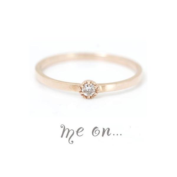 me on... 美ラインを生み出すシャープデザイン 18金 18K ピンクゴールド PG シンプルダイヤモンドリング