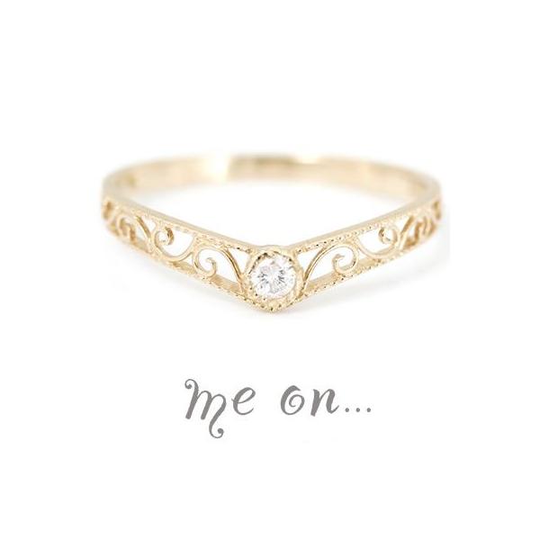 me on... ダイヤモンドをトッピングした秀逸の一品 プリンセス・カチューシャモチーフ・18金 18K イエローゴールド(YG)・ダイヤモンドリング