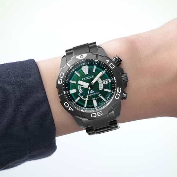 CITIZEN 腕時計 シチズン プロマスター LIGHT in BLACK 2022 GREEN EDITION エコドライブ電波時計 MARINEシリーズ ダイバー200M AS7146-58W メンズ
