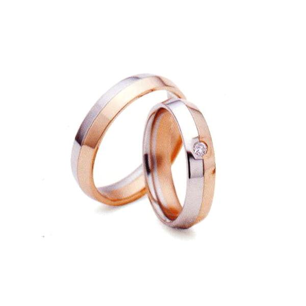 ランバン LANVIN LA VIE EN BLEU 結婚指輪・ペア(マリッジ)リング 5924040(Lady) PT900/K18PG ダイヤ入り 内側にブルーサファイヤ入り(画像右)