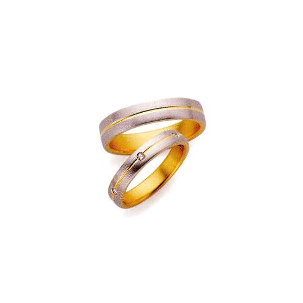 ランバン LANVIN LA VIE EN BLEU 結婚指輪・ペア(マリッジ)リング5924037(Lady) PT950/K18YG ダイヤモンド入り内側にブルーサファイヤ入り(画像下)