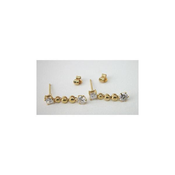 K18 ダイヤモンドピアス プリンセス&ラウンドブリリアントカット D,0.62ct