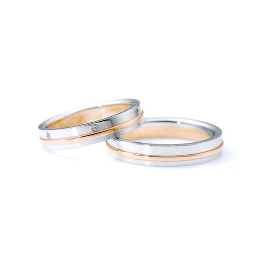 ニナリッチ 結婚指輪・ペア（マリッジ）リング　6RM908 PT900 K18ピンクゴールド ダイヤモンド入り(画像上）