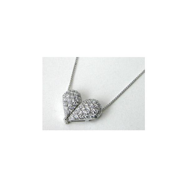 ダイヤモンドハート K18WGペンダントネックレス 0.65CT - ネックレス