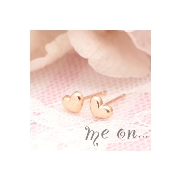 【me on...】K10ピンクゴールド(PG)ぷっくり可愛いプリティハート・プチピアス