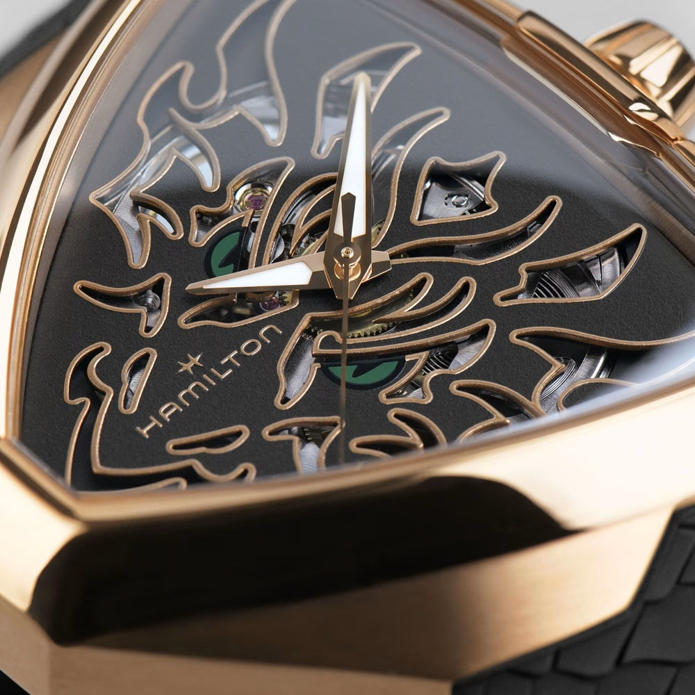 ハミルトン 腕時計 ベンチュラ エルビス80 HAMILTON Ventura Elvis80 ドラゴン ローズゴールドスケルトン オートマ –  宝飾品・時計の太陽堂