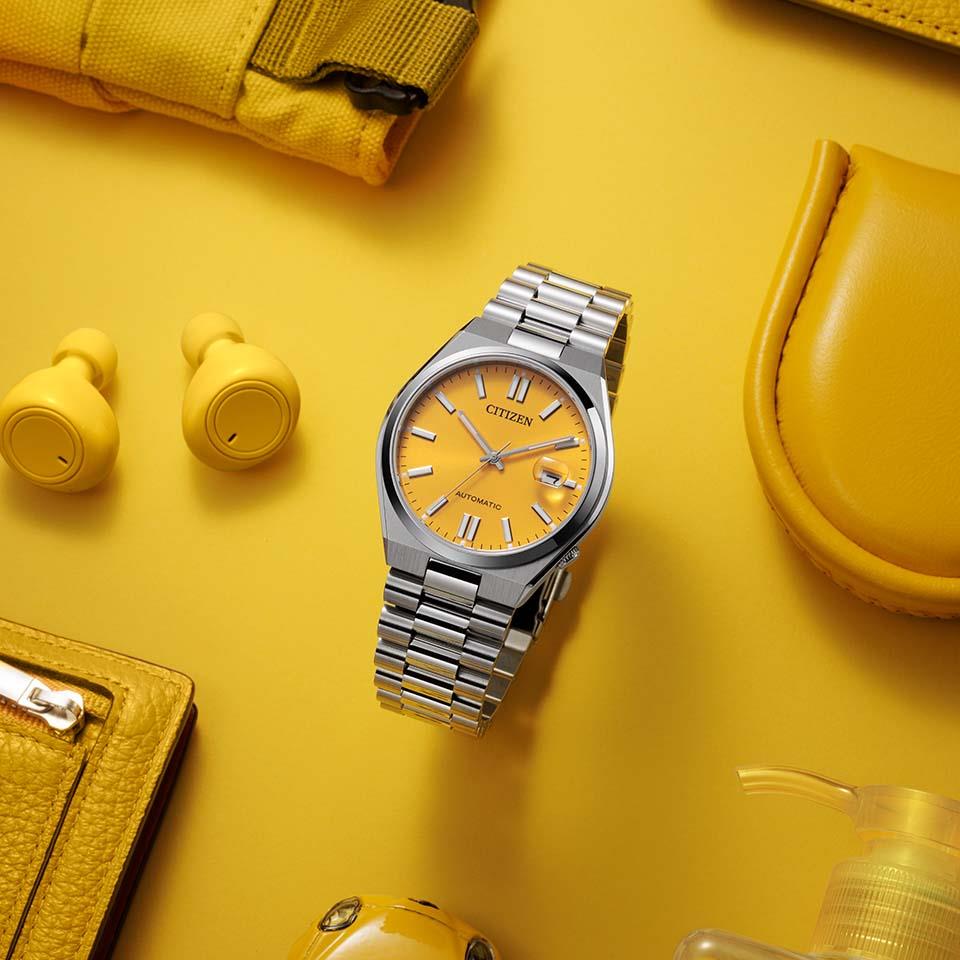 CITIZEN TSUYOSA NJ0150-812 イエロー文字盤 自動巻 - ブランド腕時計