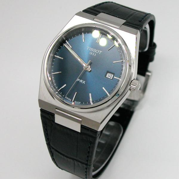 ティソ 腕時計 TISSOT PRX ピーアールエックス ブルー文字盤 レザーストラップ T1374101604100 国内正規品