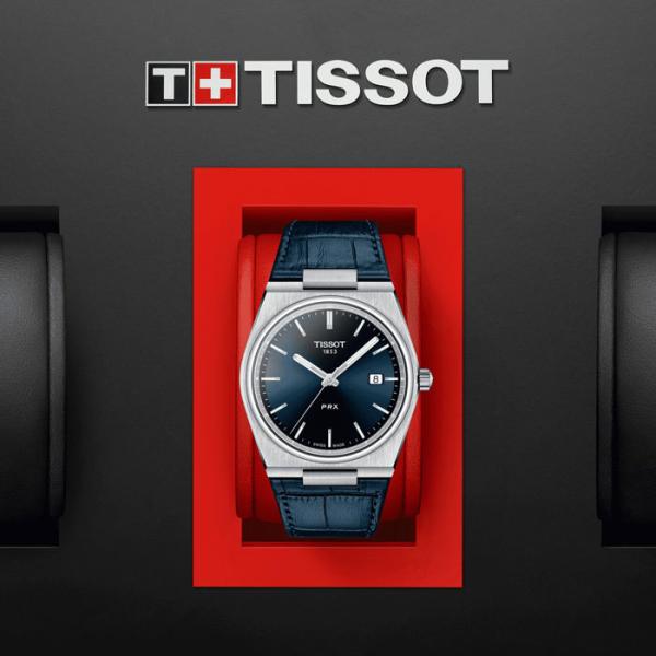 ティソ 腕時計 TISSOT PRX ピーアールエックス ブルー文字盤 レザーストラップ T1374101604100 国内正規品