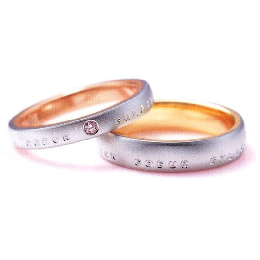 ニナリッチ 結婚指輪 ペア マリッジリング モンクール アンラセ6RMP02(Lady) ピンクダイヤモンド　PT900 K18PG(画像左)