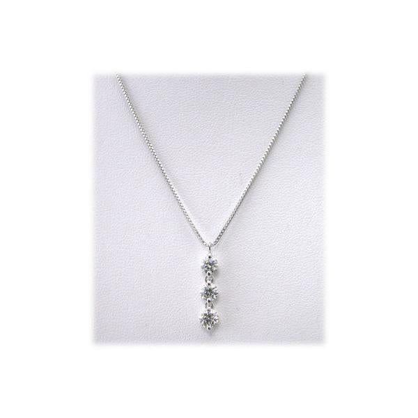 日本プラチナ Pt スリーストーンダイヤモンドネックレス 1.00CT トリロジー 17560円