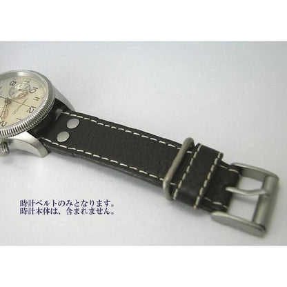 HAMILTON ハミルトン カーキパイオニア腕時計用ダークブラウンカーフベルト21mm巾