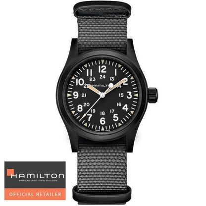 ハミルトン 腕時計 カーキ フィールドメカ HAMILTON 38mm NATOストラップ H69409930 オールブラック 国内正規品